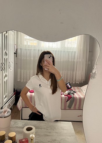 s Beden beyaz Renk Beyaz Polo Yaka Kadın Tişört
