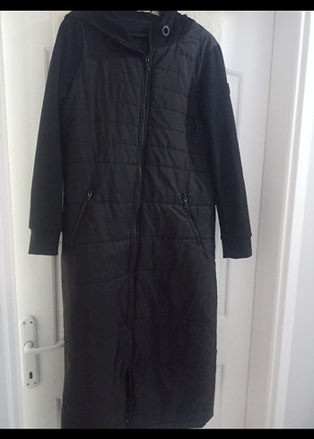 Kadın Siyah Uzun Fermuarlı Ceket - Görsel 2