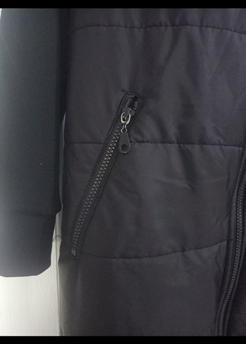 Kadın Siyah Uzun Fermuarlı Ceket - Görsel 5