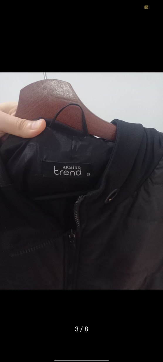 Kadın Siyah Uzun Fermuarlı Ceket - Görsel 3