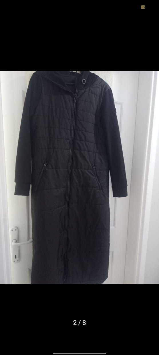 Kadın Siyah Uzun Fermuarlı Ceket - Görsel 2