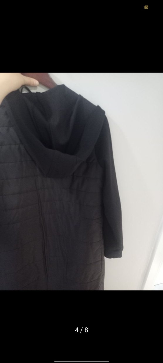 Kadın Siyah Uzun Fermuarlı Ceket - Görsel 4