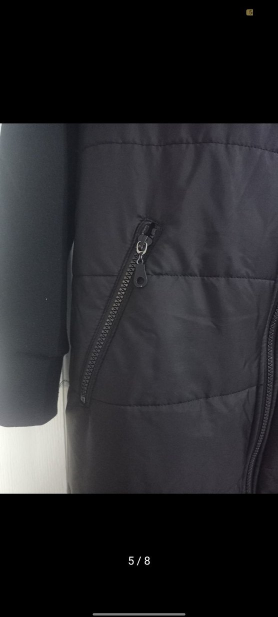 Kadın Siyah Uzun Fermuarlı Ceket - Görsel 5