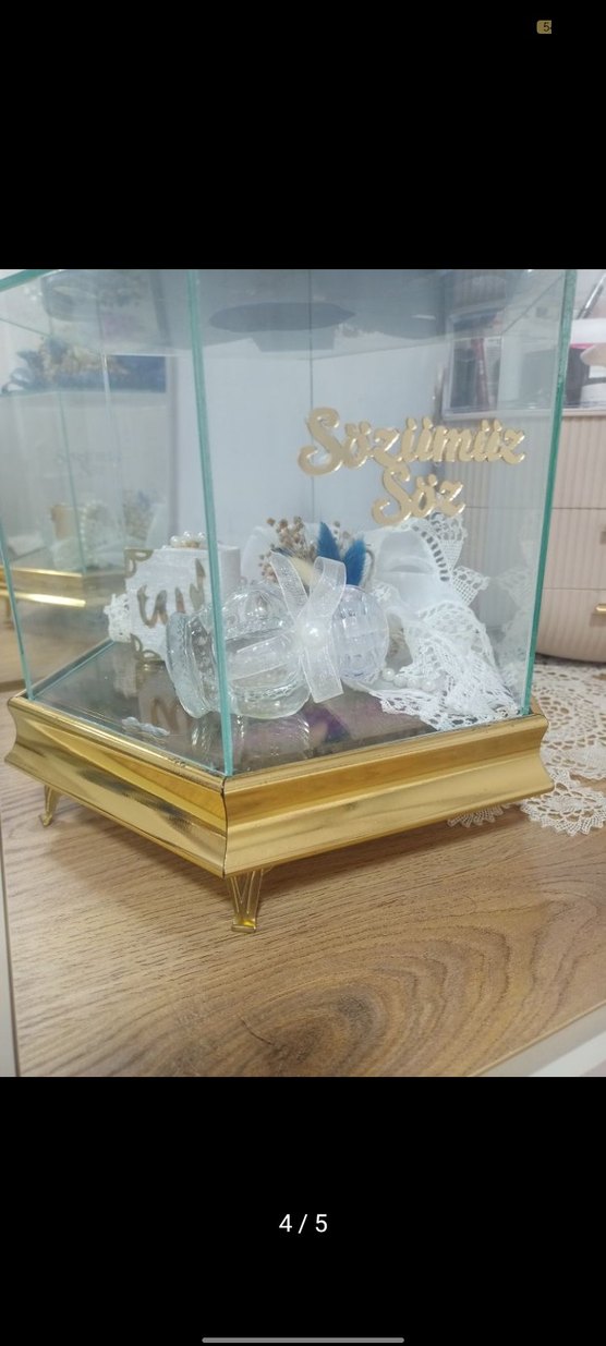 Altın Renkli Cam Dekoratif Kutu - Görsel 4