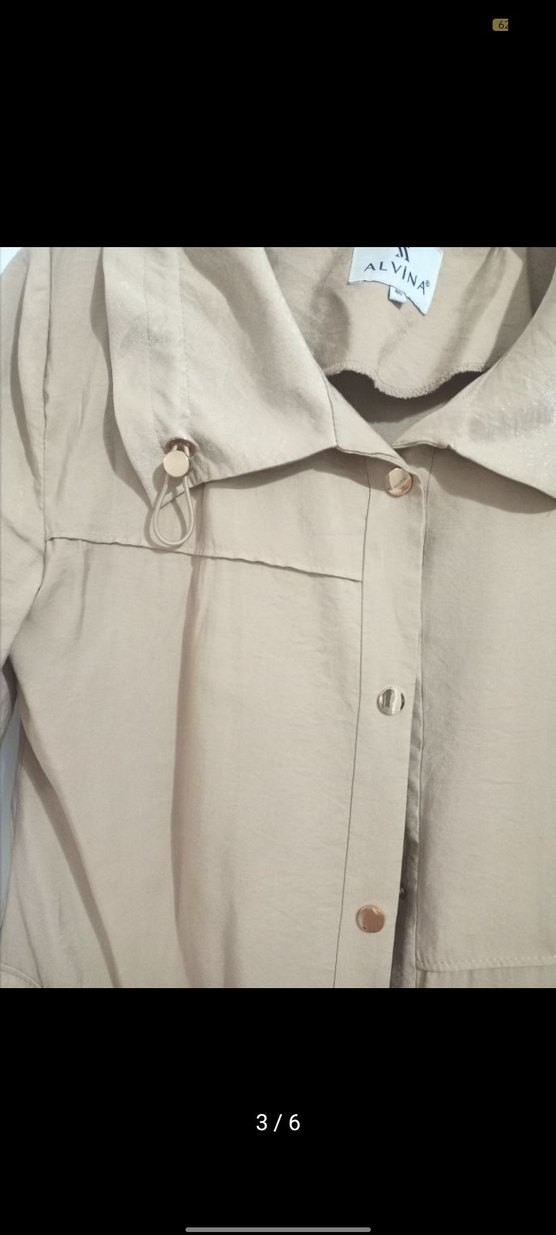 Bej Uzun Keten Trençkot - Görsel 3