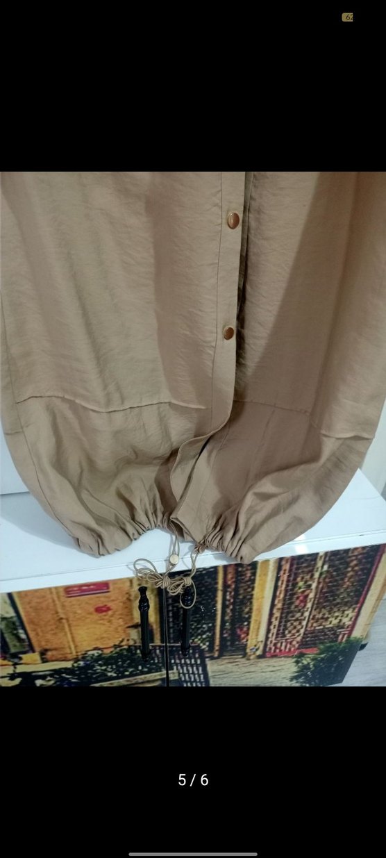 Bej Uzun Keten Trençkot - Görsel 5