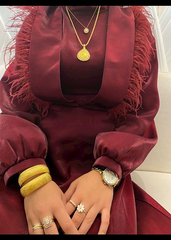 Bordo Drapeli Uzun Abiye Elbise - Görsel 5