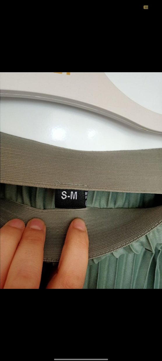 Uzun Pilili Gri-Yeşil Kadın Etek - Görsel 2