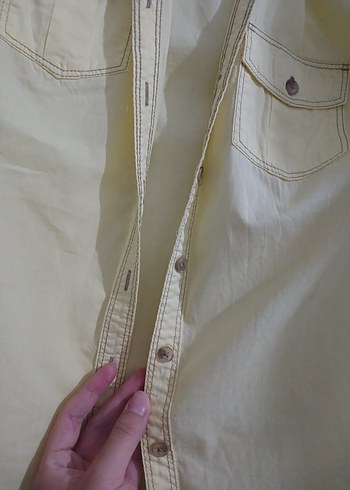 Sarı Uzun Kollu yazlık Gömlek - Görsel 3