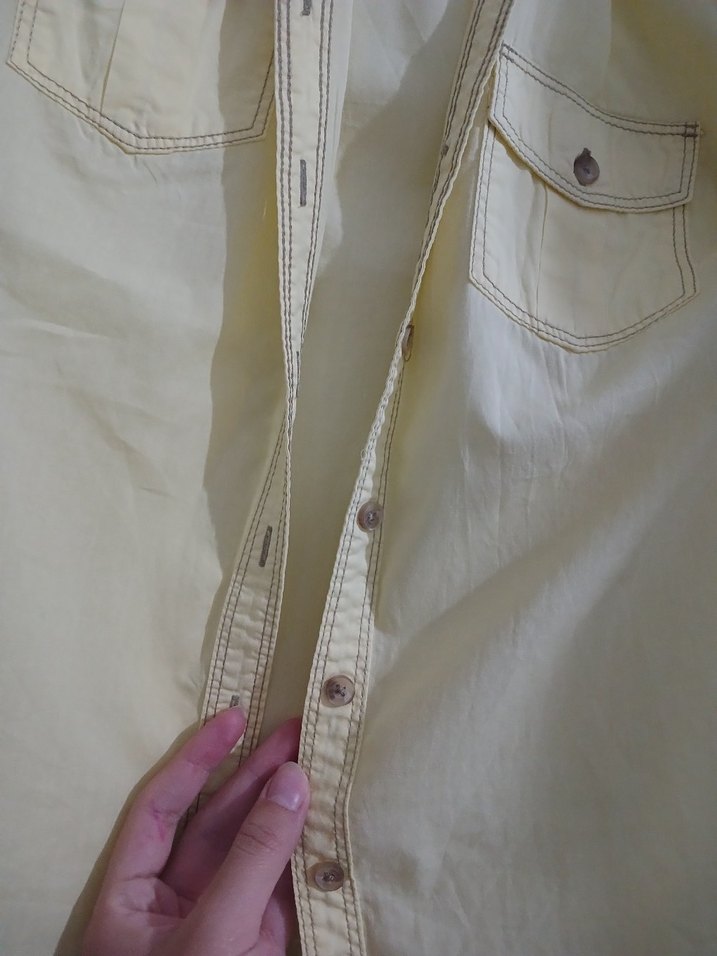 Sarı Uzun Kollu yazlık Gömlek - Görsel 3