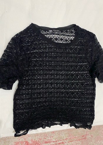 s Beden Zara Dantelli Siyah T-Shirt