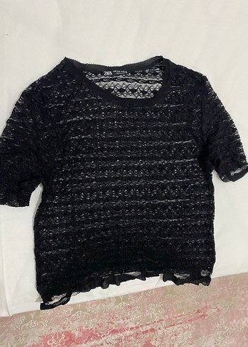 Zara Dantelli Siyah T-Shirt