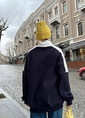 Diğer 3 İplik Yarım Fermuar Nakışlı Sweatshirt