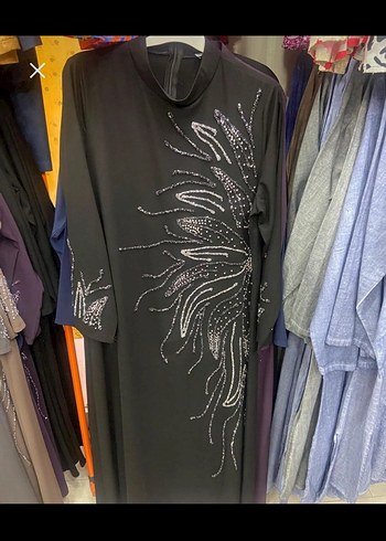 Mor, Uzun Kollu, Boncuk İşlemeli Uzun Elbise - Görsel 2