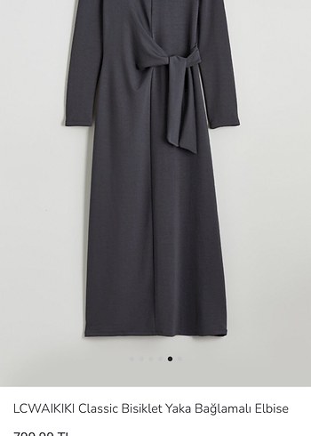 LC Waikiki Gri Uzun Bağlamalı Elbise - Görsel 3