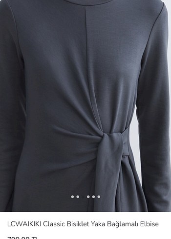 LC Waikiki Gri Uzun Bağlamalı Elbise - Görsel 2