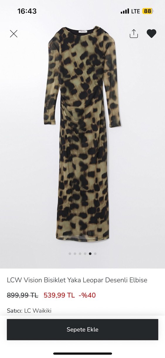 LCW Vision Leopar Desenli Uzun Elbise - Görsel 3