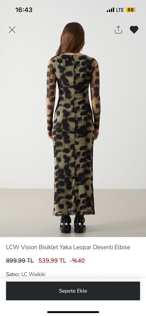 LCW Vision Leopar Desenli Uzun Elbise - Görsel 2