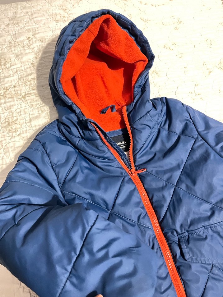 Kapüşonlu Mavi Erkek Çocuk Mont - Görsel 3