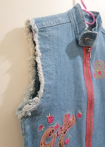 Kız Çocuk Kot Yelek - Görsel 7