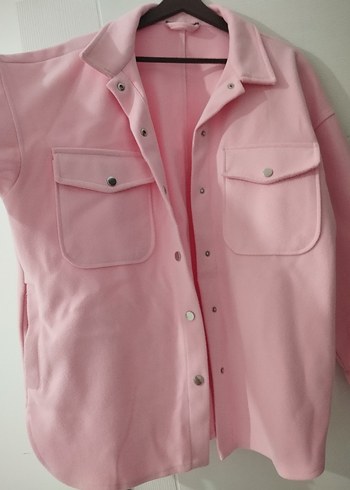 Diğer Düğmeli Pembe Midi Kadın Ceket