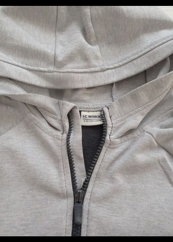 9 Yaş Beden gri Renk Erkek Kapüşonlu Fermuarlı Sweatshirt