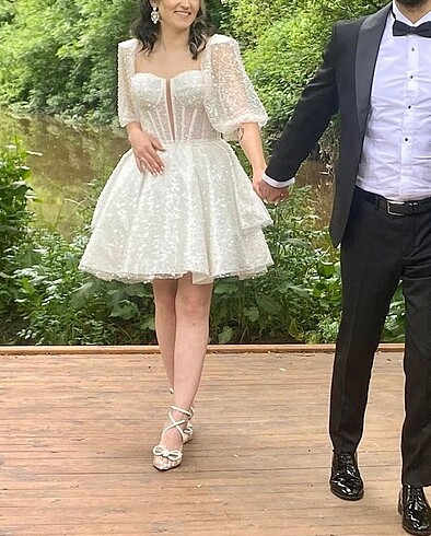 s Beden beyaz Renk Beyaz after nikah elbisesi mini gelinlik