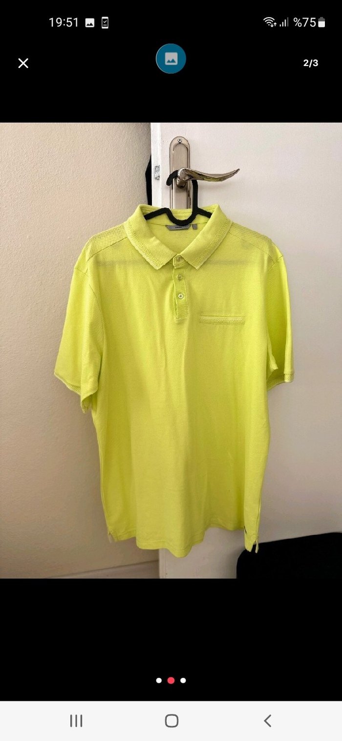 Sarı Düğmeli Polo Yaka Tişört - Görsel 2