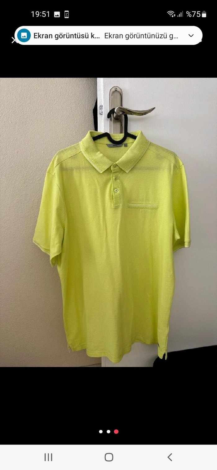 Sarı Düğmeli Polo Yaka Tişört - Görsel 3