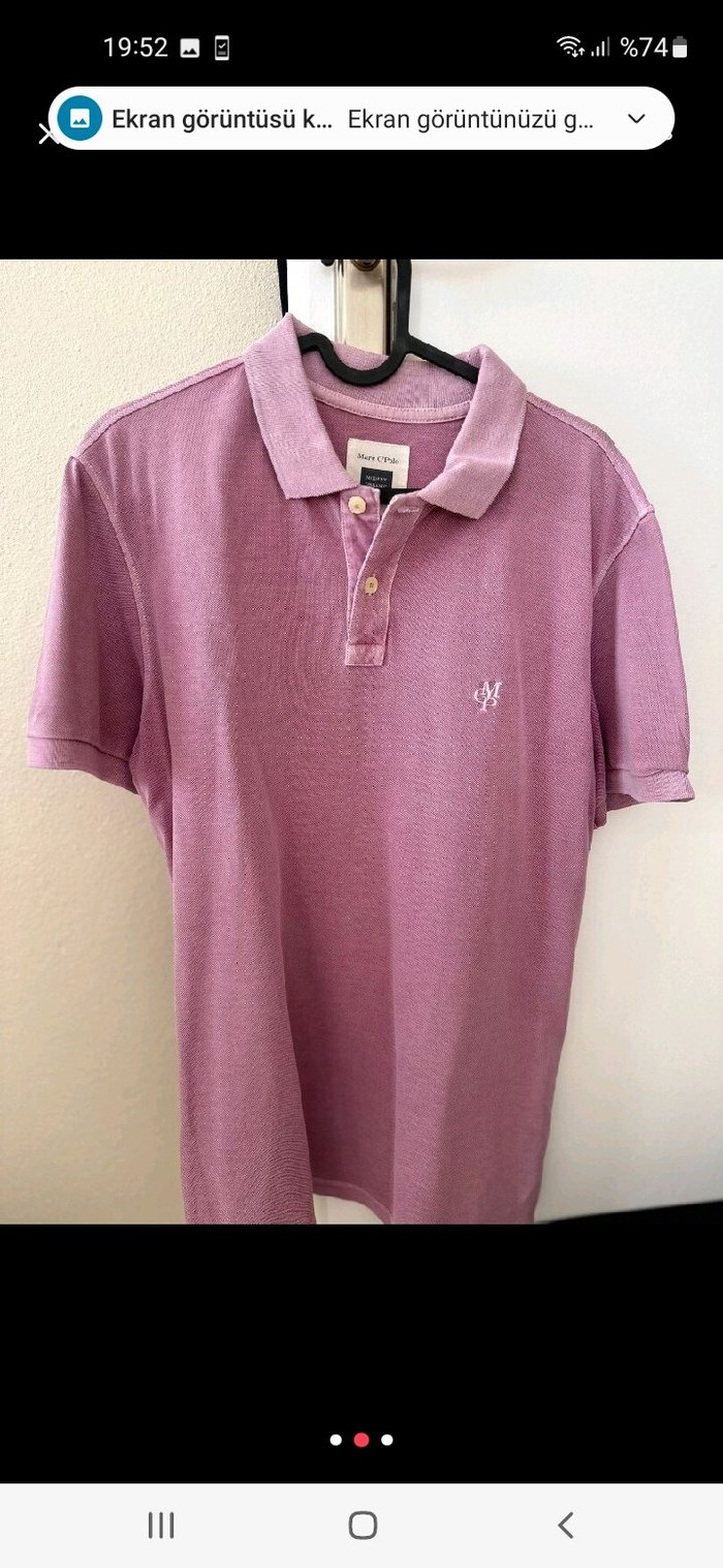 Erkek Pembe Keten Polo Tişört - Görsel 2