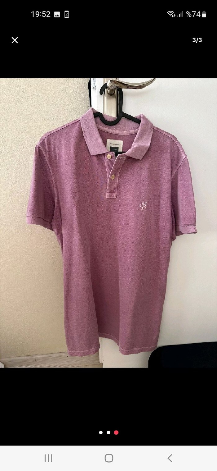 Erkek Pembe Keten Polo Tişört - Görsel 3