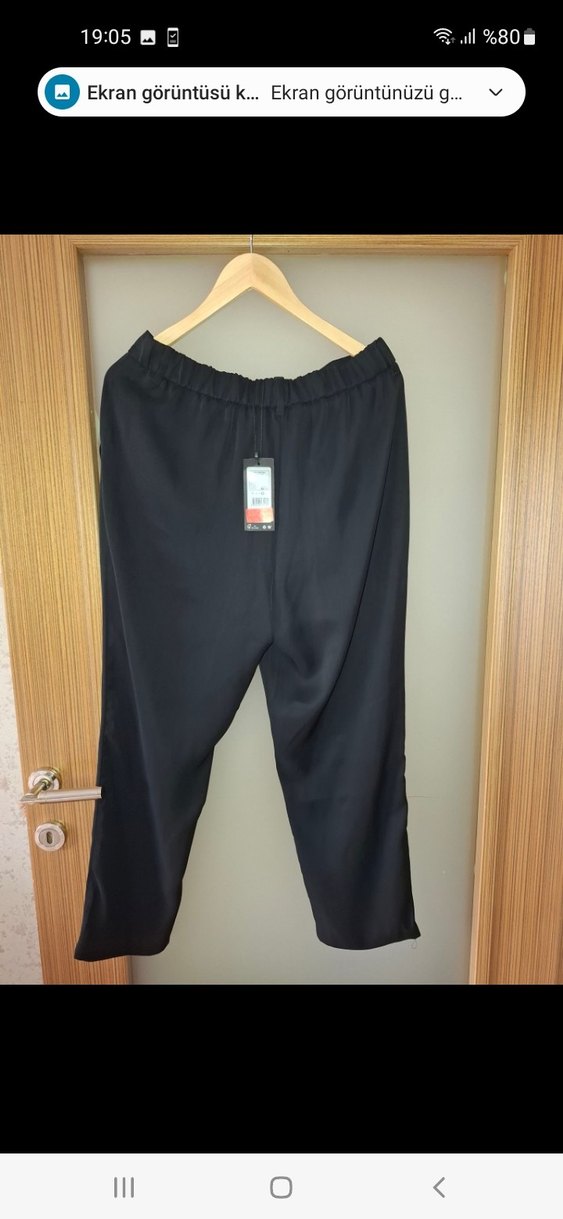 Siyah Kemerli Kadın Kumaş Pantolon - Görsel 2