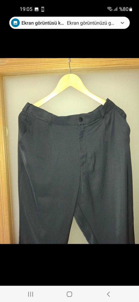 Siyah Kemerli Kadın Kumaş Pantolon - Görsel 4