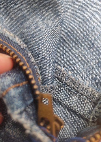 Mavi kot Midi Denim Etek - Görsel 3