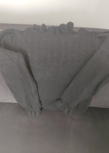 Gri Ruffle Detaylı Kadın Boğazlı Kazak - Görsel 2