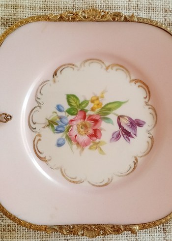 Vintage Fransız Limoges el boyama dekoratif tabak