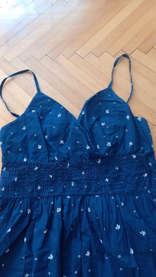 Lacivert askılı Midi  Elbise - Görsel 2