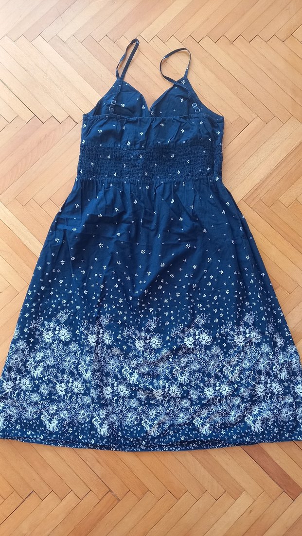 Lacivert askılı Midi  Elbise - Görsel 3