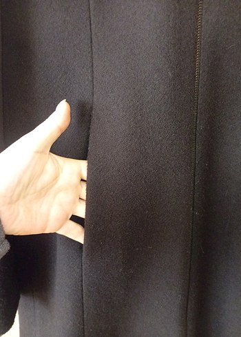 Fermuarlı Siyah Midi Kaşe Kaban - Görsel 2