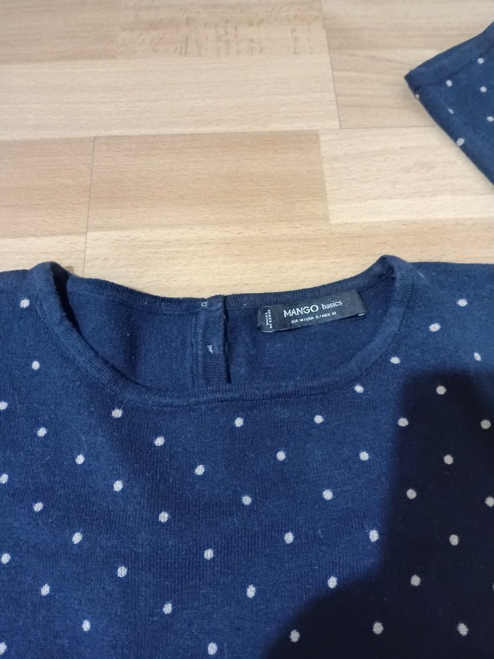 Lacivert puantiyeli Triko Kadın Kazak - Görsel 4