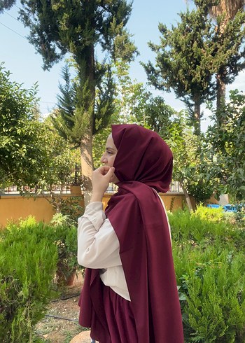 Beden Bordo Medine ipeği Şal