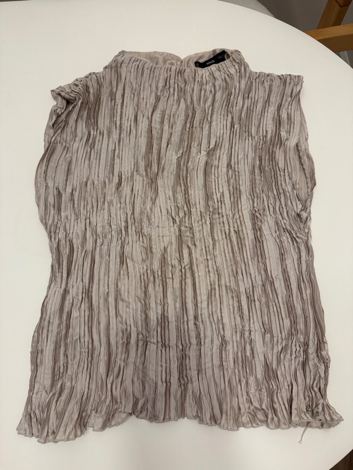 Bej Pilili Keten Kadın Bluz - Görsel 4