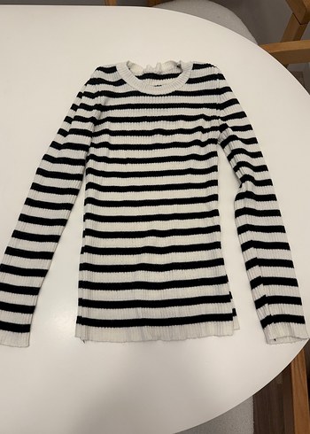 Uzun Kollu Çizgili Pamuklu Triko Kazak - Görsel 2