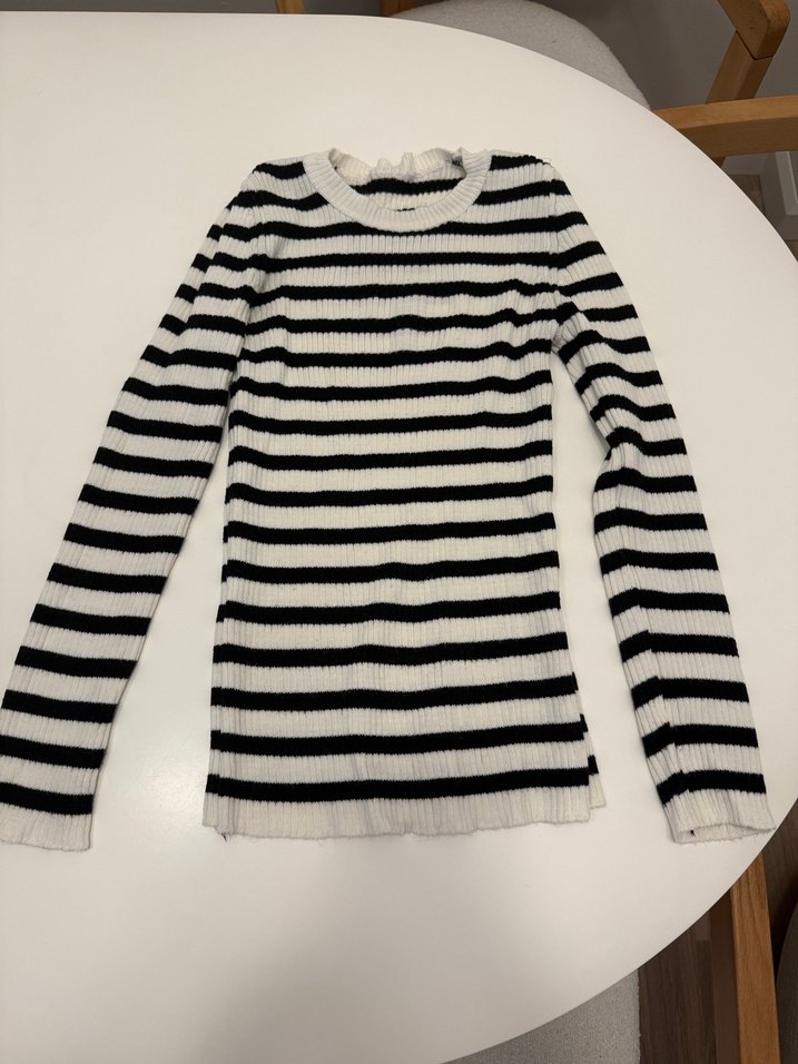 Uzun Kollu Çizgili Pamuklu Triko Kazak - Görsel 2