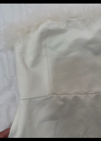 Beyaz Straplez Mini Elbise - Görsel 5