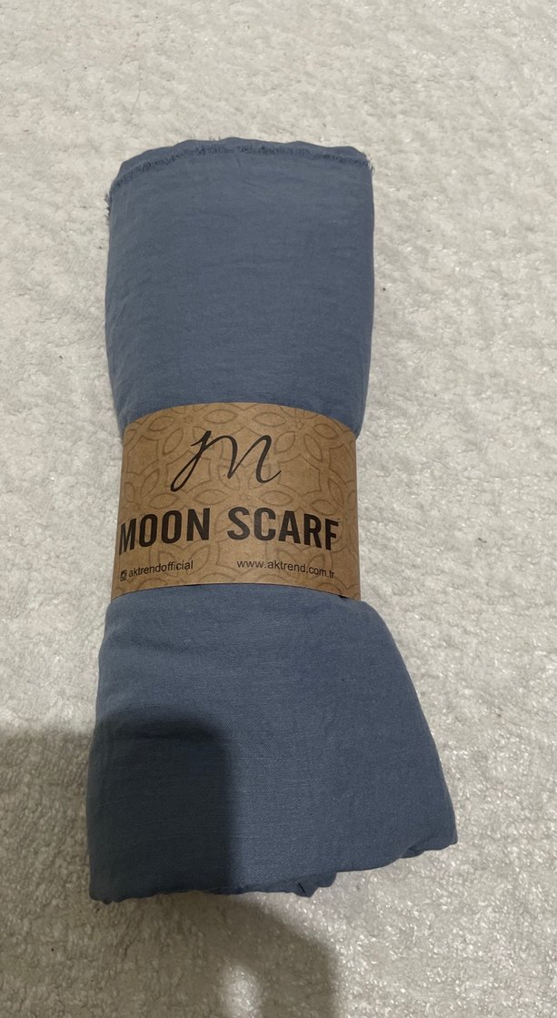 Kadın Lacivert Keten Drapeli Şal MOON-SCARF - Görsel 2