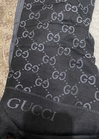 Kadın Gri Drapeli Gucci Şal - Görsel 2