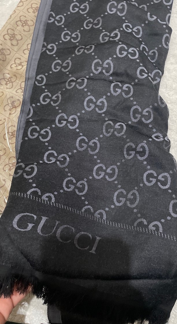 Kadın Gri Drapeli Gucci Şal - Görsel 2