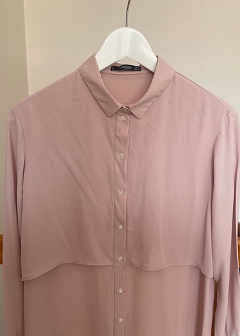 Mango, Pudra pembe Midi Boy Düğmeli Kadın Gömlek