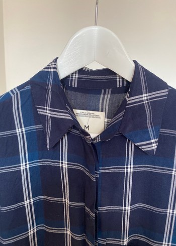ZARA Düğmeli Mavi Ekose Kadın Gömlek